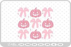 Halloween Bow Girlie Cute Pumpkin Spooky Fall SVG PNG DXF Product Image 1