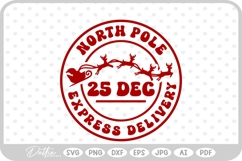 North Pole Christmas Stamp Sticker Postal Package SVG PNG Product Image 1