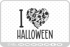 I Love Heart Halloween Spooky Season Autumn SVG PNG DXF Product Image 1