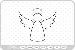 Angel Outline Hand Drawn Christmas SVG PNG DXF Product Image 1