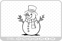 Cute Happy Snowman Doodle Christmas SVG PNG DXF Product Image 1