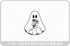 Ghost With Flowers Halloween Spooky SVG PNG DXF Product Image 1