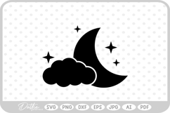 Moon with Stars SVG PNG DXF Product Image 1
