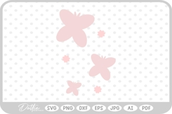Flower Butterfly Cluster Silhouette Shape Doodle SVG PNG DXF Product Image 1
