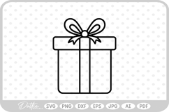 Gift Box Gift Wrapped Present Birthday Christmas SVG PNG DXF Product Image 1