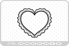 Ruffle Frilly Heart Frame Border SVG PNG DXF Product Image 1
