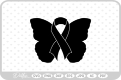 Butterfly Cancer Awareness Ribbon Survivor Breast SVG PNG Product Image 1