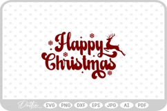 Merry Happy Christmas Script Text Snowflake SVG PNG DXF Product Image 1
