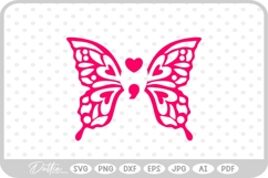 Butterfly Semi Colon SVG PNG DXF Product Image 1