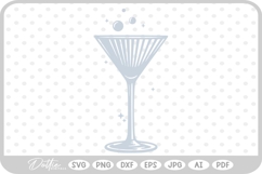 Ribbed Cocktail Martini Glass With Bubbles SVG PNG DXF Product Image 1