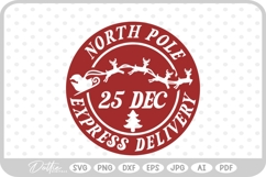 North Pole Christmas Stamp Sticker Postal Package SVG PNG Product Image 1