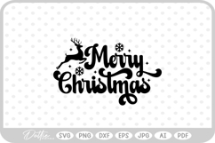 Merry Happy Christmas Script Text Snowflake SVG PNG DXF Product Image 1