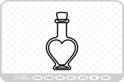 Love Potion Heart Shaped Bottle Valentine's Day SVG PNG DXF Product Image 1