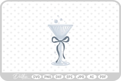 Blue Cocktail Martini Glass With Ribbon Bow SVG PNG DXF Product Image 1