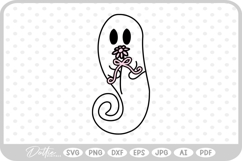 Ghost With Flowers Halloween Spooky SVG PNG DXF Product Image 1