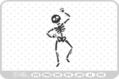 Cute Dancing Skeleton Sketch Drawing Halloween SVG PNG DXF Product Image 1