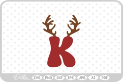 K Festive Christmas Alphabet Letter Antler Santa SVG PNG DXF Product Image 1