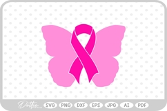 Butterfly Cancer Awareness Ribbon Survivor Breast SVG PNG Product Image 1