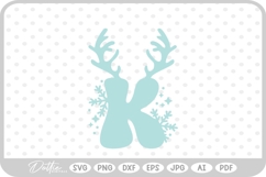 K Festive Christmas Alphabet Letter Antler Santa SVG PNG DXF Product Image 1