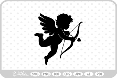 Cupid With Bow And Arrow Hearts Valentine&#039;s Day SVG PNG DXF Product Image 1