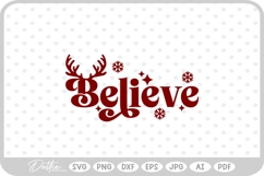 Believe Santa Christmas Winter Quote Text Script SVG PNG DXF Product Image 1