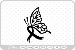 Cancer Awareness Ribbon Survivor Butterfly SVG PNG DXF Product Image 1