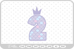Mermaid Scale Number 2 Two SVG PNG DXF Product Image 1