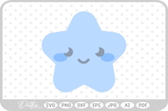 Cute Face Star Shooting Shape Sky Night Space SVG PNG DXF Product Image 1