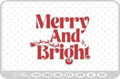 Merry And Bright Christmas Santa Quote Text SVG PNG DXF Product Image 1
