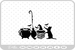 Cauldron Cat Broom Spell Book Witch Halloween Quote SVG PNG Product Image 1