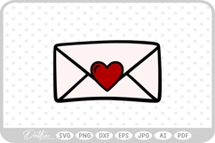 Love Letter Heart Envelope Heart Stamp Doodle SVG PNG DXF Product Image 1