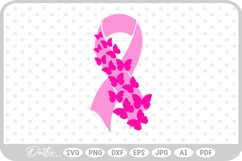 Butterfly Cancer Awareness Ribbon Survivor Breast SVG PNG Product Image 1