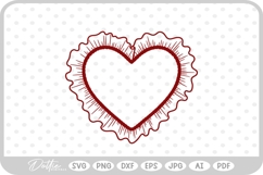 Ruffle Frilly Heart Frame Border SVG PNG DXF Product Image 1