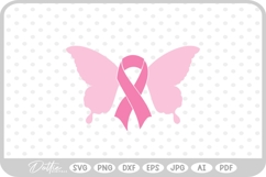 Butterfly Cancer Awareness Ribbon Breast SVG PNG DXF Product Image 1