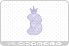 Mermaid Scale Number 3 Three SVG PNG DXF Product Image 1