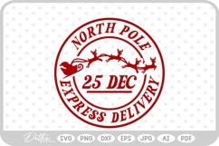 North Pole Christmas Stamp Sticker Postal Package SVG PNG Product Image 1