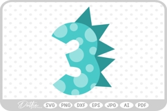 Dinosaur Age Birthday Three 3 SVG PNG DXF Product Image 1