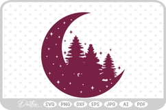 Trees Moon SVG PNG DXF Product Image 1