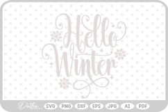 Hello Winter Christmas Quote Reindeer Snow Santa SVG PNG DXF Product Image 1