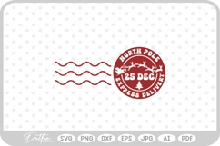 North Pole Christmas Stamp Sticker Postal Package SVG PNG Product Image 1