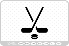 Ice Hockey Sticks and Puck SVG PNG DXF Product Image 1