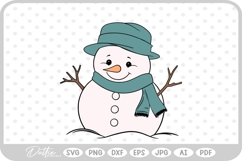 Cute Happy Snowman Doodle Christmas SVG PNG DXF Product Image 1
