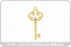 Vintage Ornate Key Old Fashioned Brass Gold SVG PNG DXF Product Image 1