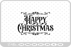 Merry Happy Christmas Script Text Snowflake SVG PNG DXF Product Image 1