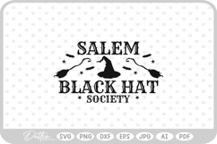 Salem Black Hat Society Witch Halloween Broom SVG PNG DXF Product Image 1