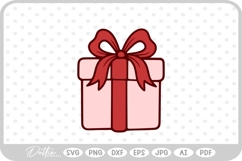Gift Box Gift Wrapped Present Birthday Christmas SVG PNG DXF Product Image 1
