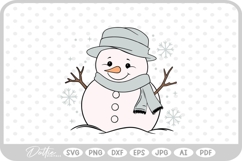 Cute Happy Snowman Doodle Christmas SVG PNG DXF Product Image 1