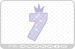 Mermaid Scale Number 7 Seven SVG PNG DXF Product Image 1