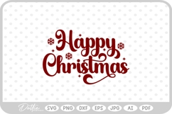 Merry Happy Christmas Script Text Snowflake SVG PNG DXF Product Image 1