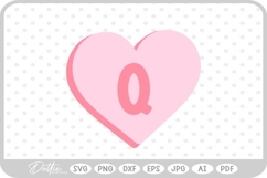 Candy Heart Shape Letter Q SVG PNG DXF Product Image 1